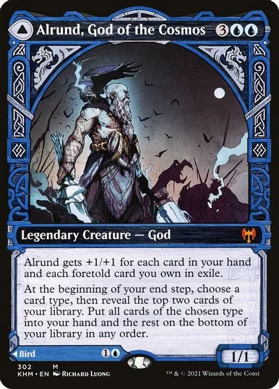 Alrund, God of the Cosmos & Hakka, Whispering Raven [Showcase Foil] #302