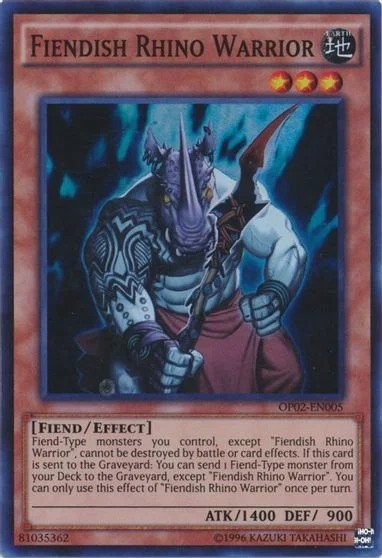 Fiendish Rhino Warrior OP02-EN005